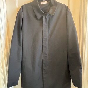 EUC Barneys New York Black Trench Coat Men size LG mid length